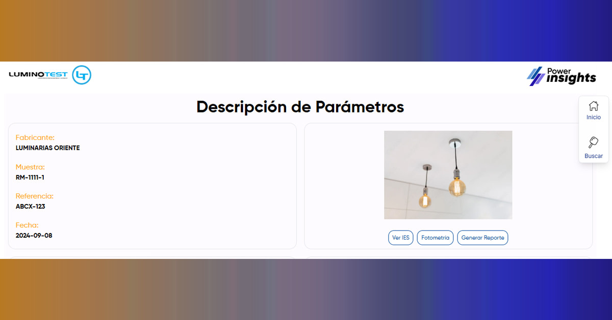 Esfera integradora realizando un ensayo de fotometría en una luminaria moderna.
